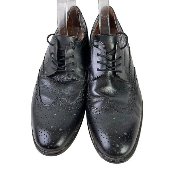 Aston Grey Collection Cross Mens Black Leather Wingtip Oxford Dress Shoes sz 9 - Picture 6 of 16